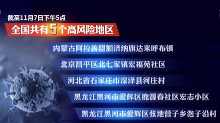 截至昨日17時(shí) 全國共5個(gè)高風(fēng)險(xiǎn)地區(qū)