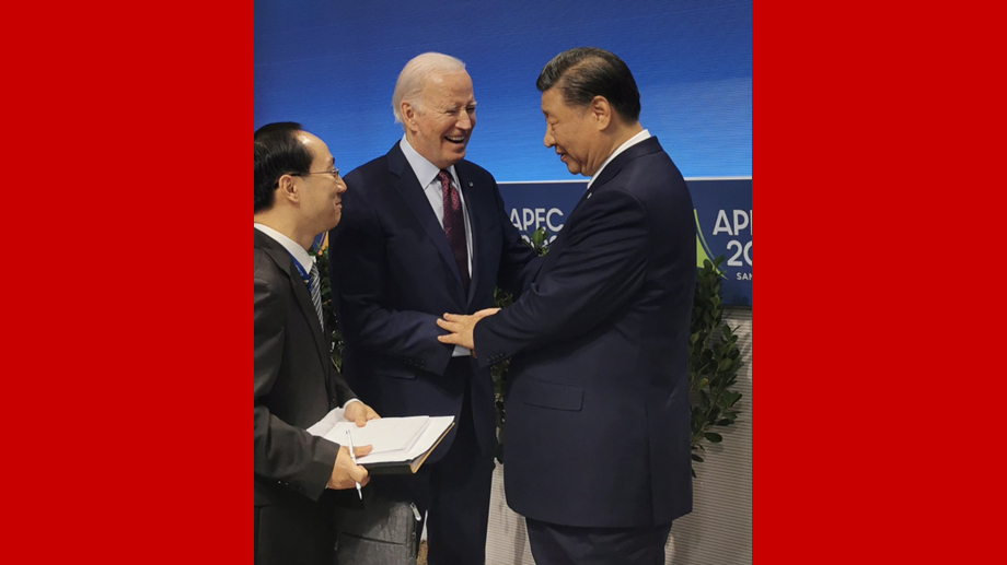 APEC會議結(jié)束時，拜登總統(tǒng)與習主席話別